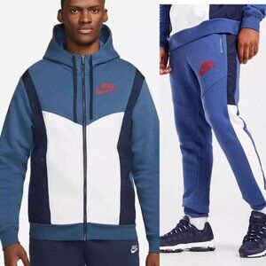 Nike Sportwear Hybrid Full Zip Hoodie and Nike Blue Track Pants Mens